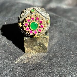 Women’s Ring Artisan 925 Ruby Emerald & Moissanite Ottoman Empire (From Turkey)